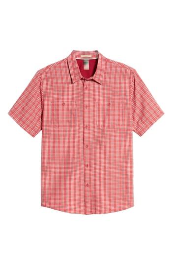 Men's Quiksilver Waterman Collection Wake Plaid Regular Fit Performance Sport Shirt, Size - Red