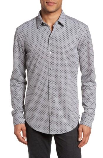 Men's Boss Robbie Sharp Fit Micro Print Jersey Sport Shirt