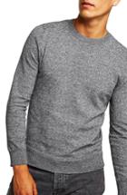Men's Topman Classic Fit Twist Crewneck Sweater - Grey