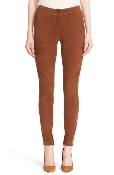 Women's Lafayette 148 New York 'magic Stretch' Suede Skinny Pants