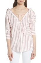 Women's Joie Alvina Tie Front Stripe Shirt, Size - Red