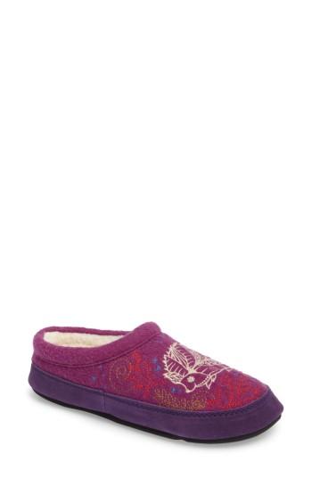 Women's Acorn 'forest' Wool Mule Slipper - Purple