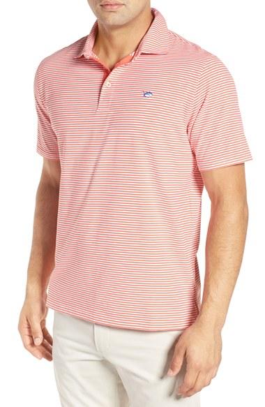 Men's Southern Tide Stripe Jersey Polo, Size - Orange