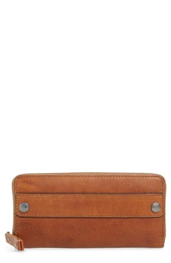 Women's Frye Melissa 2 Leather Zip Around Wallet - Brown