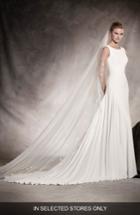 Women's Pronovias Amaya Crepe A-line Gown, Size In Store Only - Ivory