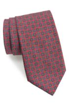 Men's Brioni Medallion Geometric Silk Tie, Size - Red