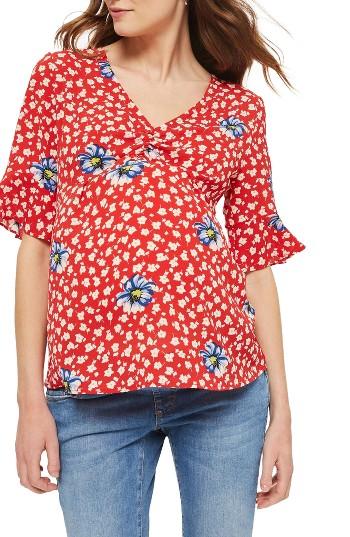 Women's Topshop Ruby Floral Maternity Blouse Us (fits Like 2-4) - Red