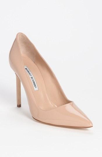 Manolo Blahnik 'bb' Pointy Toe Pump Nude