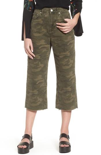 Women's Topshop Camo Wide Leg Trousers X 30 - Green