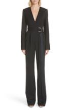 Women's Calvin Klein 205w39nyc Side Stripe Wool Blend Jumpsuit Us / 38 It - Black