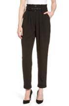 Women's Lost Ink Paperbag Waist Trousers, Size - Black
