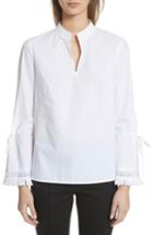 Women's Tory Burch Sophie Tie Sleeve Cotton Blouse - White