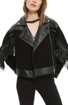 Women's Topshop Lomax Embellished Leather Biker Jacket Us (fits Like 0) - Black