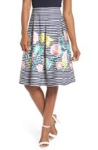 Women's Eliza J Floral & Stripe A-line Skirt