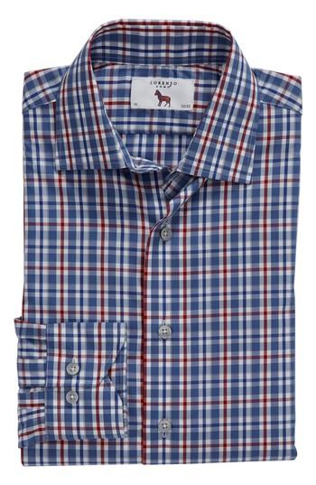 Men's Lorenzo Uomo Trim Fit Plaid Dress Shirt - 36 - Blue