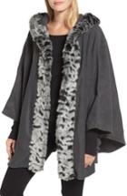 Women's Parkhurst Olivia Faux Fur Trim Cape, Size - Grey