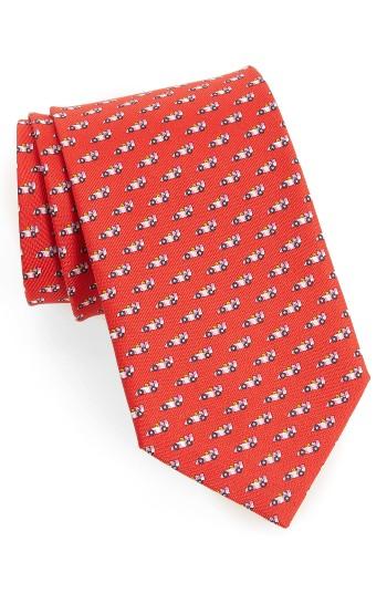 Men's Salvatore Ferragamo Race Car Print Silk Tie, Size - Red