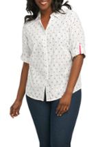 Women's Foxcroft Tereese Clipped Dobby Dot Shirt