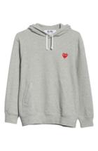 Men's Comme Des Garcons Red Heart Hoodie - Grey