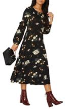 Women's Dorothy Perkins Floral Jersey Midi Dress Us / 10 Uk - Black