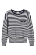 Women's Lucky Brand French Stripe Cotton Sweater - Blue