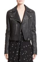 Women's Proenza Schouler Pebbled Leather Moto Jacket - Black