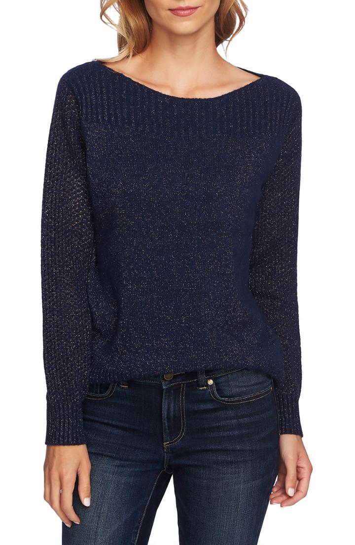 Women's Cece Metallic Knit Sweater, Size - Blue