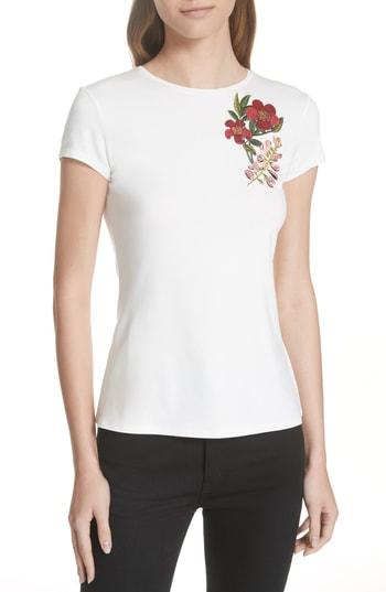Women's Ted Baker London Laylar Kirstenbosch Embroidered Tee - Ivory