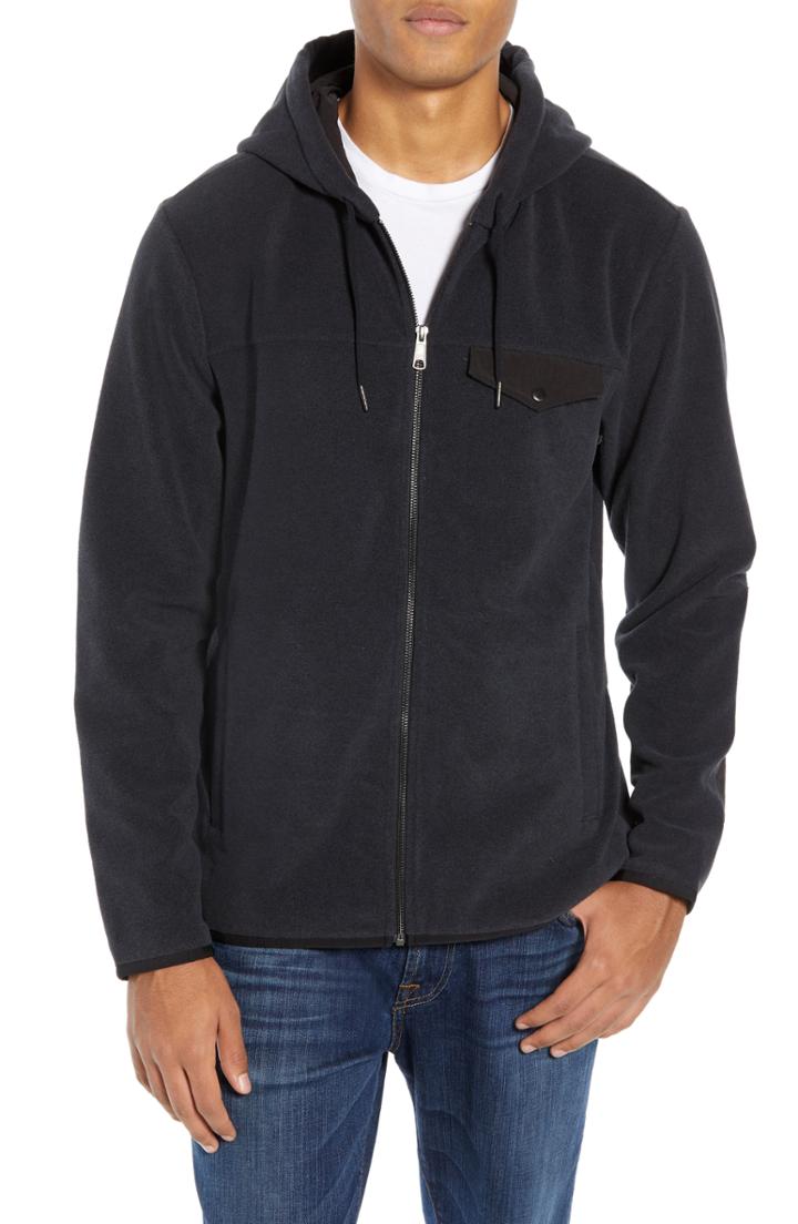 Men's Nordstrom Men's Shop Polar Fleece Zip Hoodie - Black