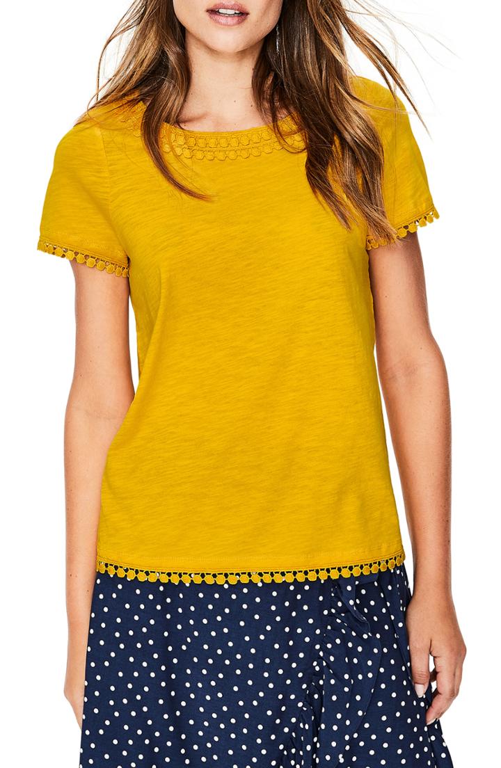 Women's Boden Dot Trim Tee - Yellow