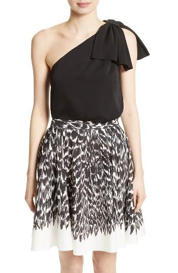 Women's Milly Cindy Stretch Silk Top, Size - Black