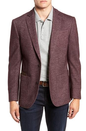 Men's Flynt Regular Fit Knit Wool Blend Sport Coat R - Red