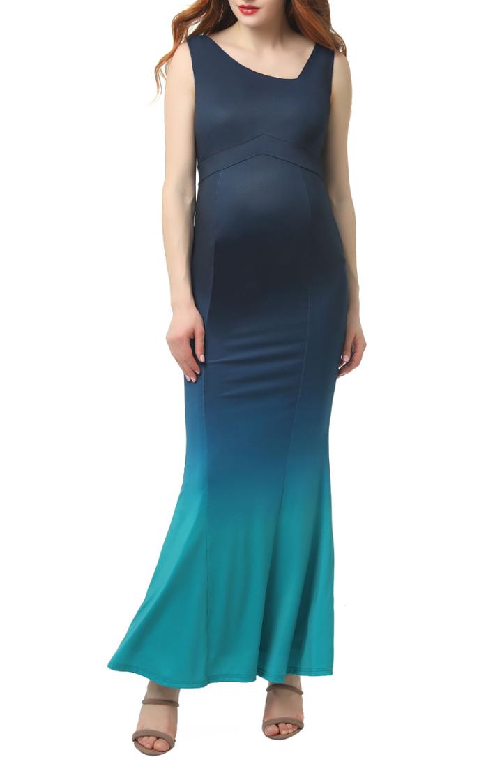 Women's Kimi And Kai Kyla Ombre Maternity Mermaid Maxi Dress