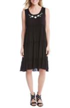 Women's Karen Kane Embroidered Tiered A-line Dress - Black