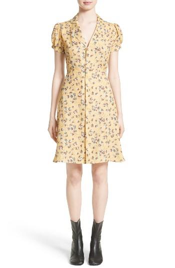 Women's Junya Watanabe Floral Chiffon & Lame Shirtdress