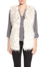 Women's Via Spiga Collarless Faux Fur Vest - White