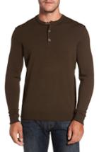 Men's Thomas Dean Merino Blend Henley, Size - Brown