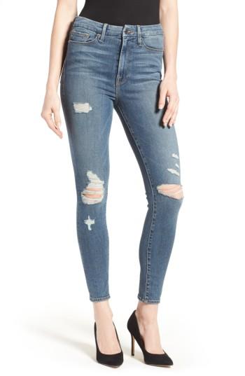 Women's Good American Good Waist High Waist Ripped Skinny Jeans - Blue