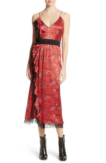 Women's Cinq A Sept Petra Silk Midi Dress - Green