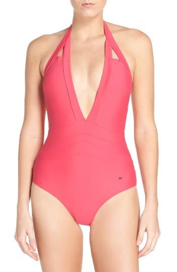 Women's Ted Baker London 'ralinda' Halter One-piece Swimsuit - Pink