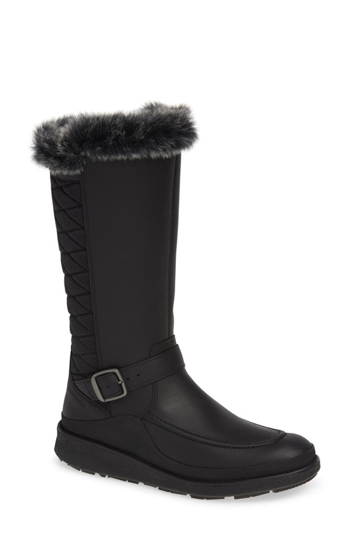 Women's Merrell Tremblant Ezra Polar Waterproof Boot With Faux Fur Trim M - Black