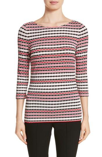 Women's St. John Collection Multi Wavy Jersey Tee - Pink