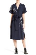 Women's Cinq A Sept Lenore Embroidered Silk Shirtdress