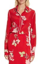 Women's Diane Von Furstenberg Floral Print Silk Shirt - Red