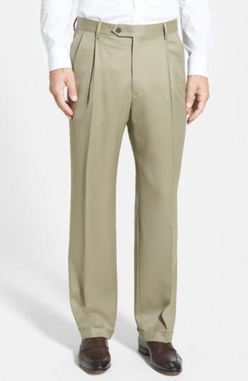 Men's Berle Pleated Wool Gabardine Trousers X 32 - Blue