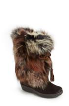 Women's Pajar 'fox Trot' Genuine Fox Fur & Calf Hair Boot -8.5us / 39eu - Brown