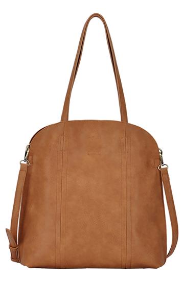 Antik Kraft Faux Leather Shopper Tote With Pouch - Brown