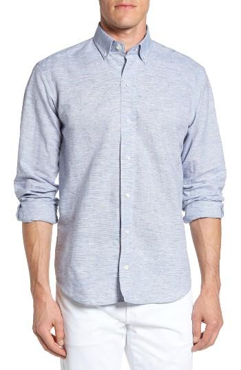 Men's Ledbury The Tamanar Linen Blend Sport Shirt - Blue