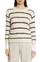 Women's Vince Fuzzy Stripe Sweater - Ivory