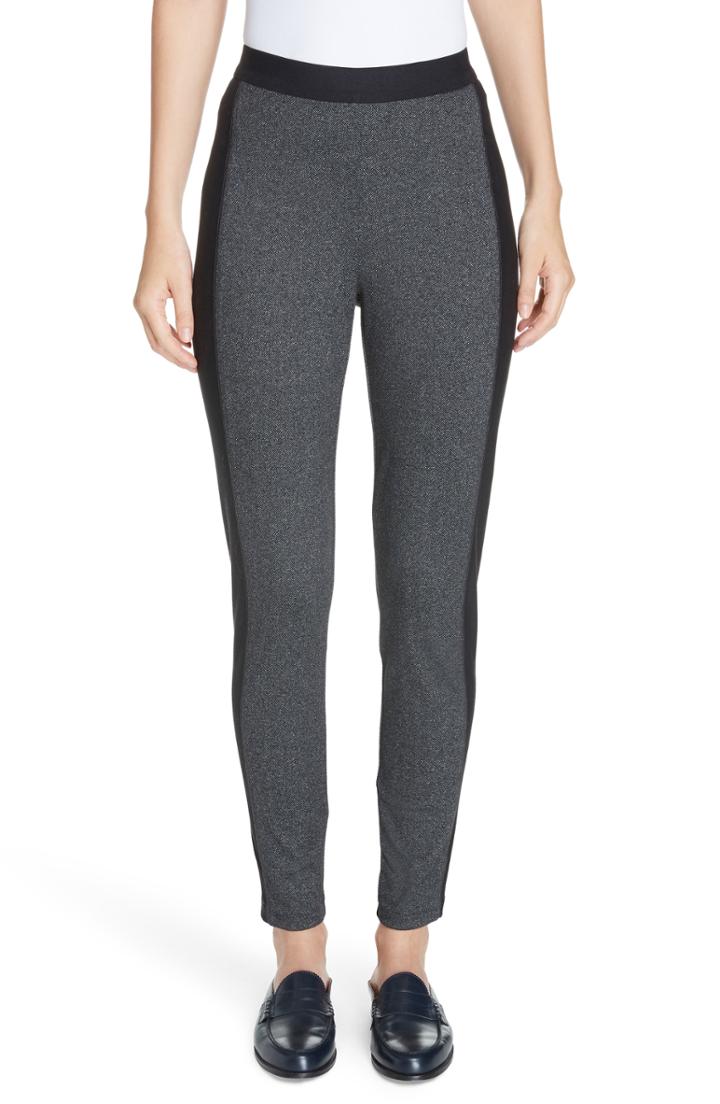 Women's Eileen Fisher Contrast Panel Tweed Leggings, Size - Grey